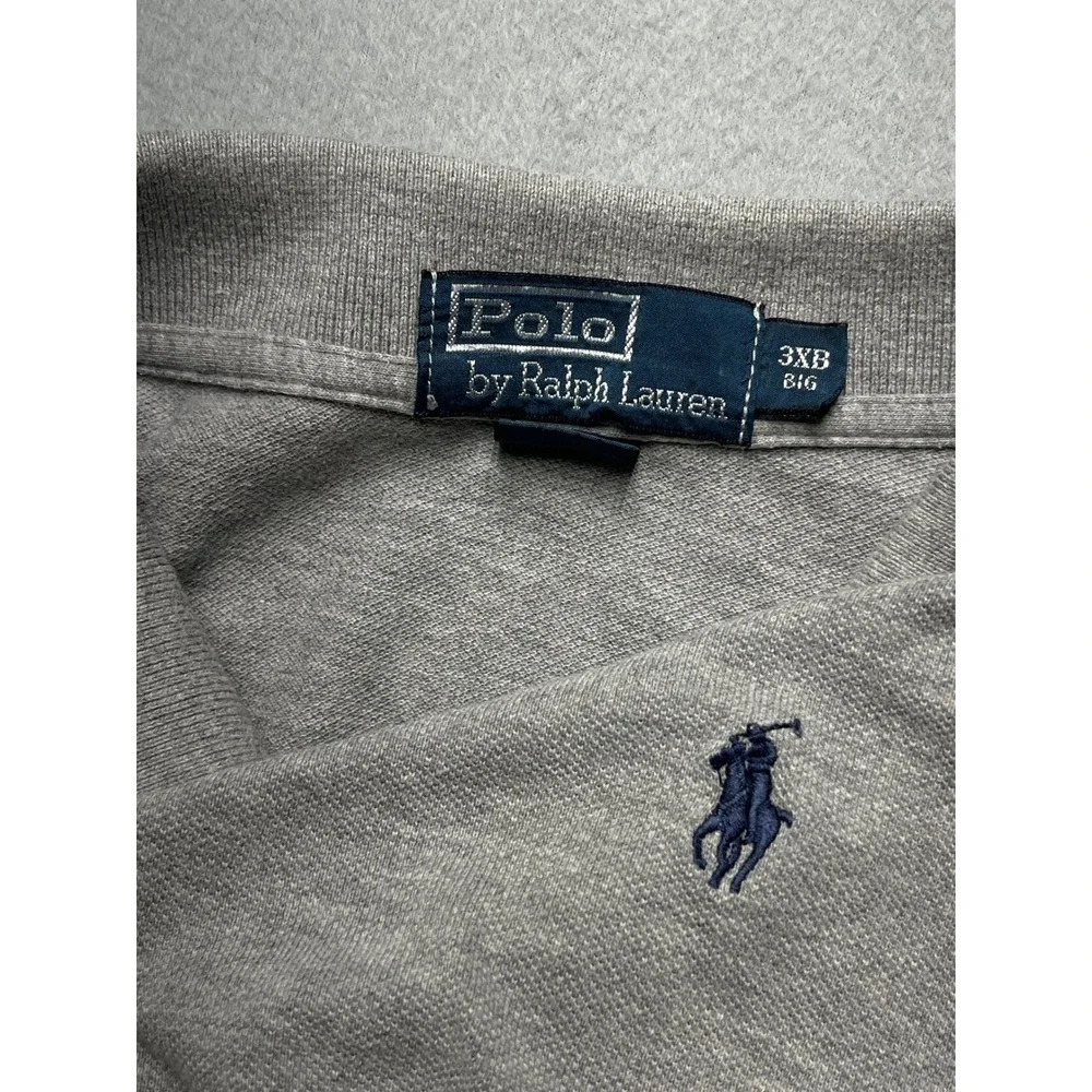 VTG Polo Ralph Lauren Mens 3XB Big Heather Gray Short Sleeve Pique Polo Shirt